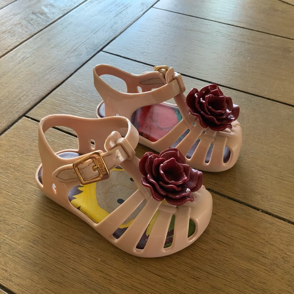 Mini Melissa blush sandal with burgundy rose - Picture 2 of 4